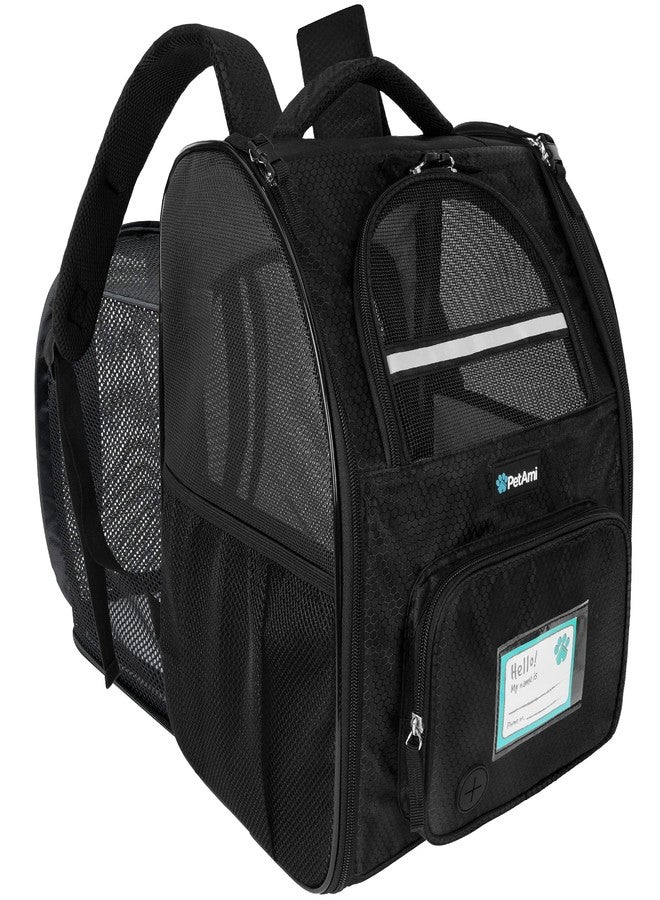 PetAmi Dog Cat Backpack Carrier, Expandable Pet Carrier Backpack for Travel Hiking, Small Medium Dog Puppy Large Cat Carrying Backpack, Airline Approved Ventilated Soft Back Support, 18 lbs, Black - Image 1